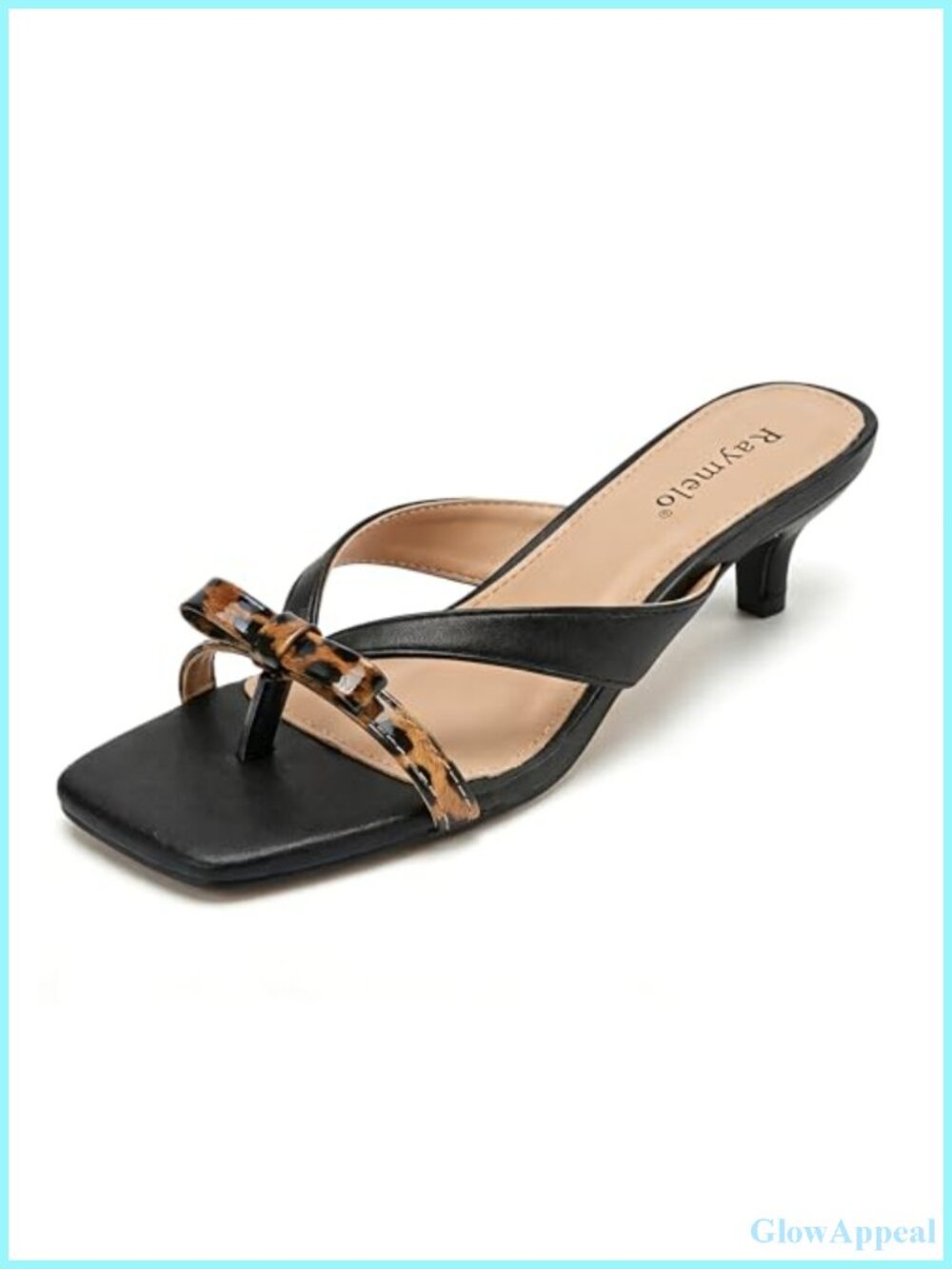 Women's Faux Leather Slip-On Heeled Sandals, Open Toe Mules